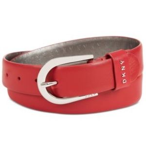 DKNY Puffed Logo Pants Belt Red Silver L M S